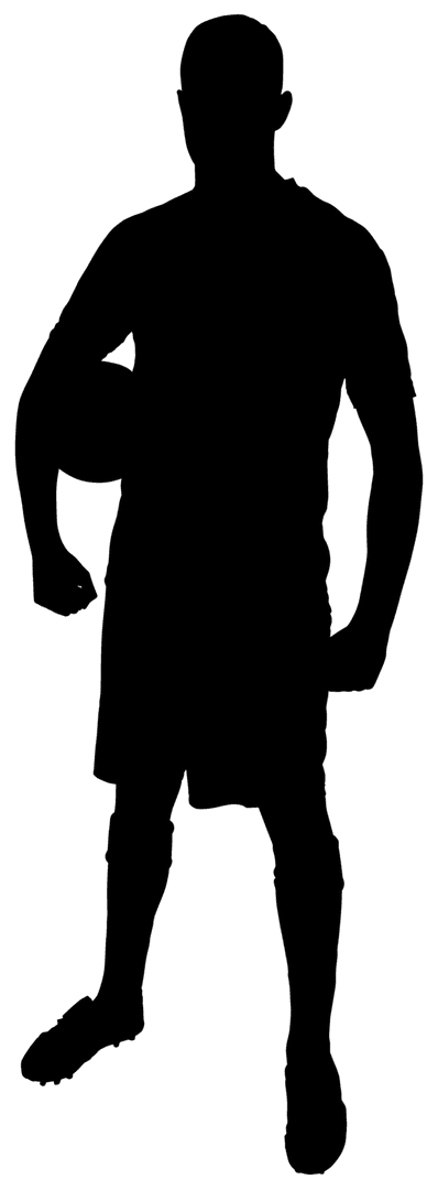 Silhouette of Football Player Posing on Transparent Background