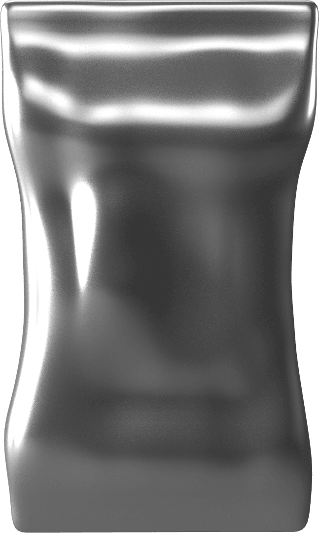 Shiny Silver Object on Transparent Background for Graphic Design