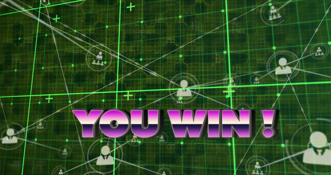 You Win Message Over Digital Network Background