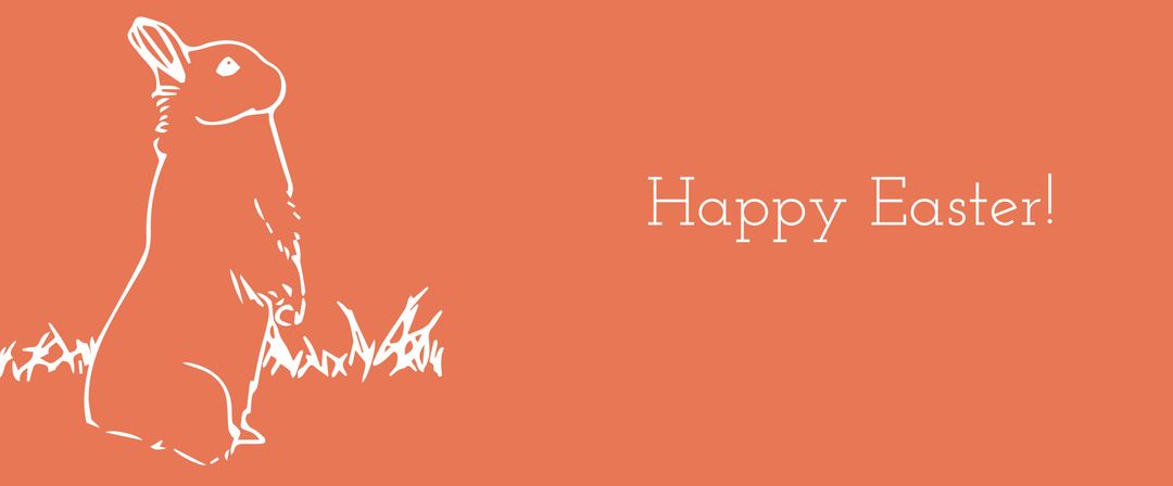 Easter Rabbit Sketch Greeting on Orange Background