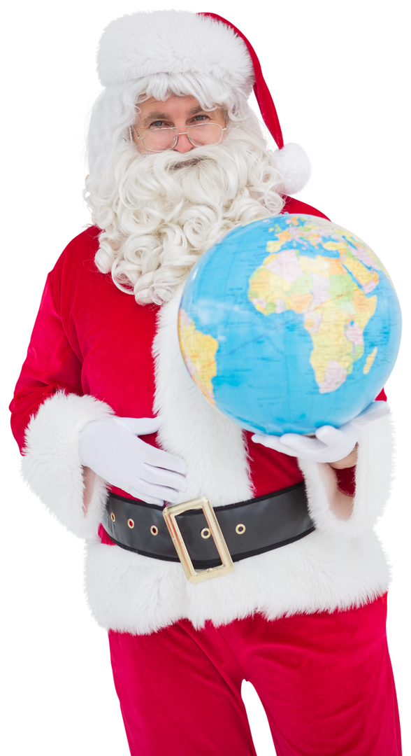 Transparent Happy Santa Claus Holding a Globe - Download Free Stock Images Pikwizard.com