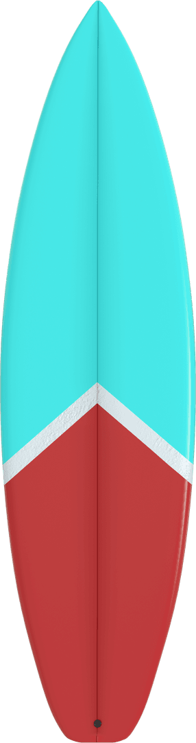 Transparent Surfboard with Vibrant Blue and Red Design