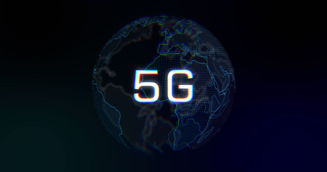 5G Technology Concept with Rotating Digital Globe