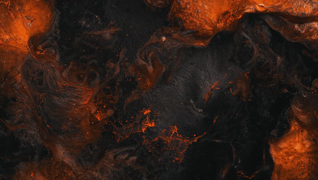 Fiery Molten Rock Swirls with Glowing Ember Veins