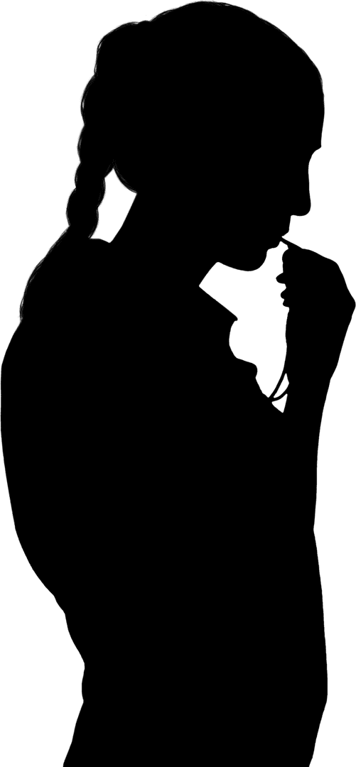 Woman Silhouette in Active Pose on Transparent Background