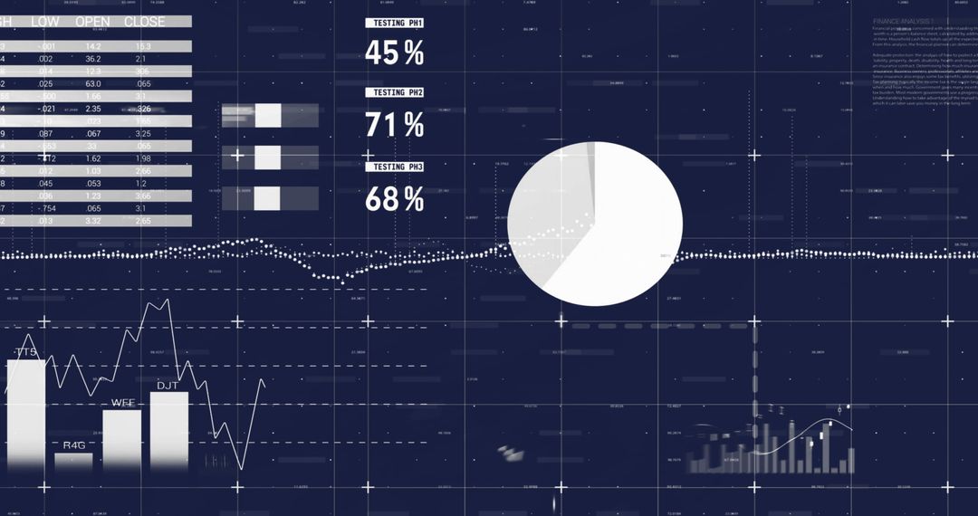 Financial Data Processing and Analytics on Blue Background