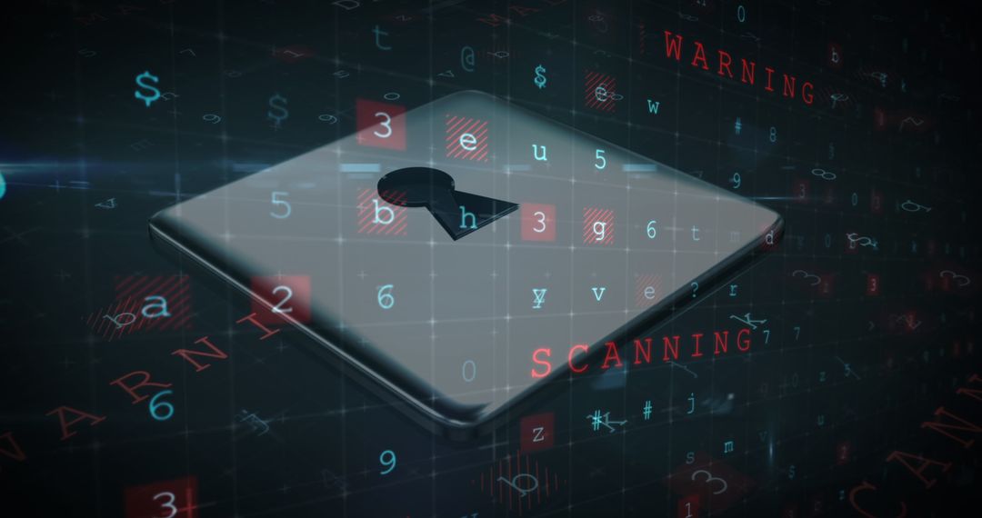 Security Padlock and Data Processing with Warning Symbols