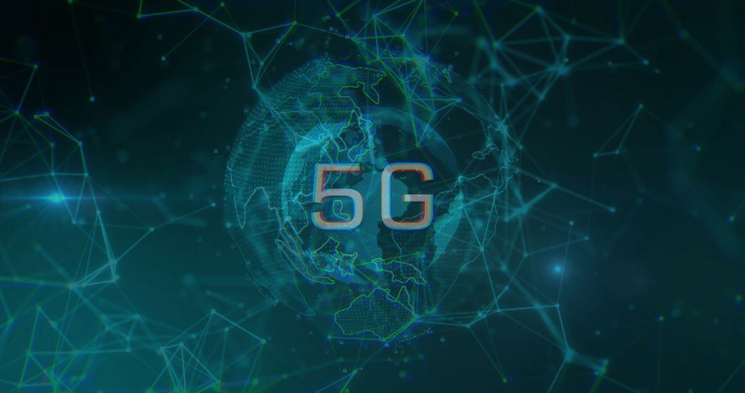 5G Technology Visualized with Digital Globe Network Background
