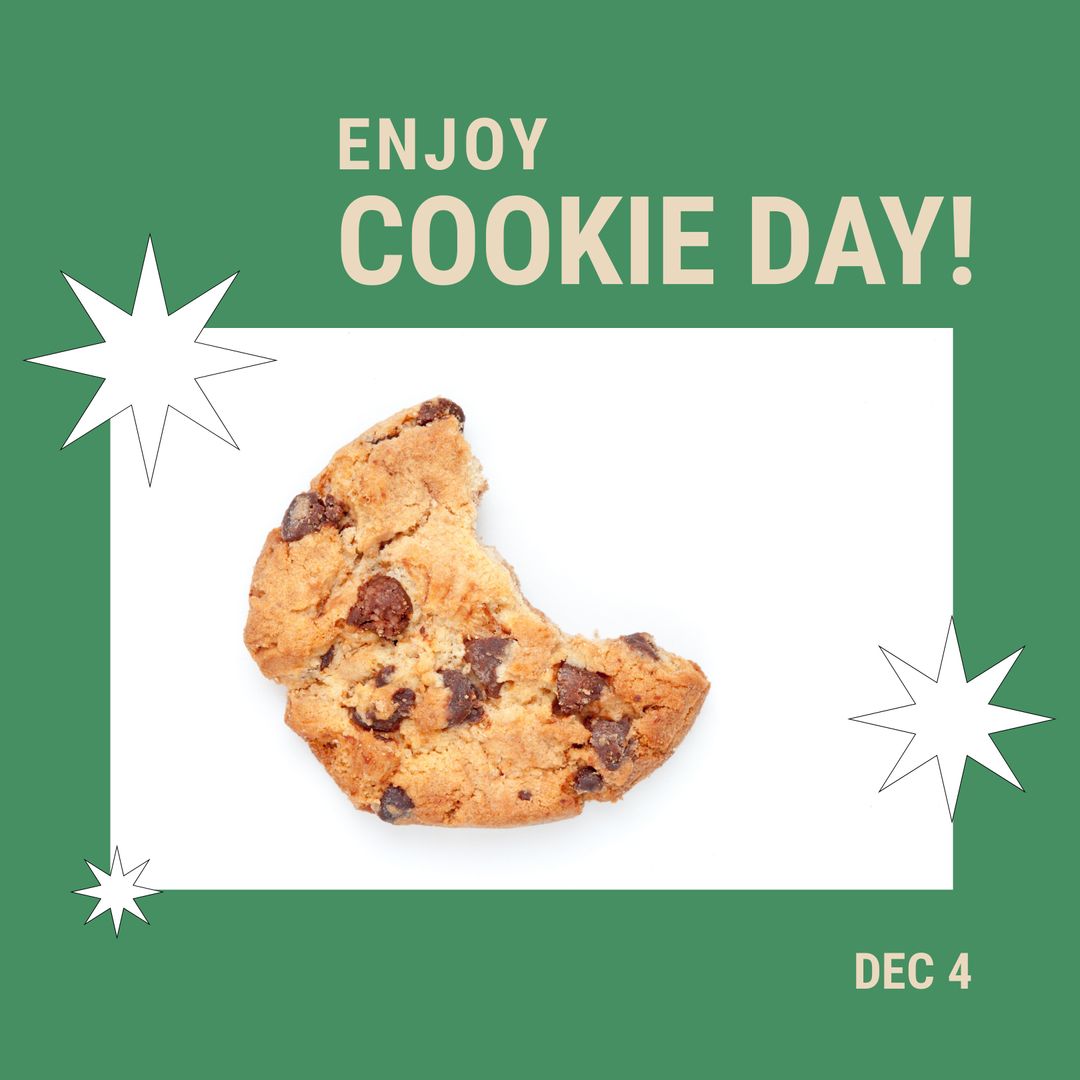 Enjoy Cookie Day Celebration with Bite-Sized Chocolate Chip Cookie - Download Free Stock Templates Pikwizard.com