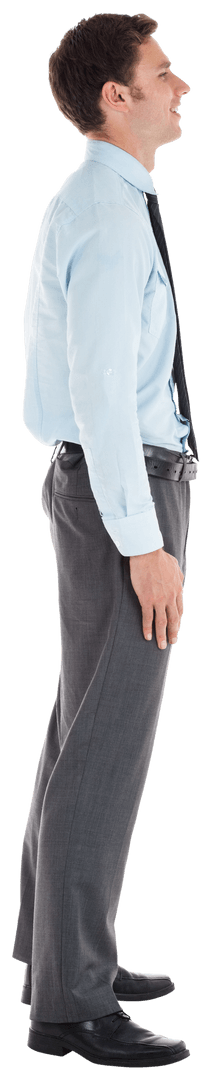 Transparent Businessman Smiling Side View Formal Attire