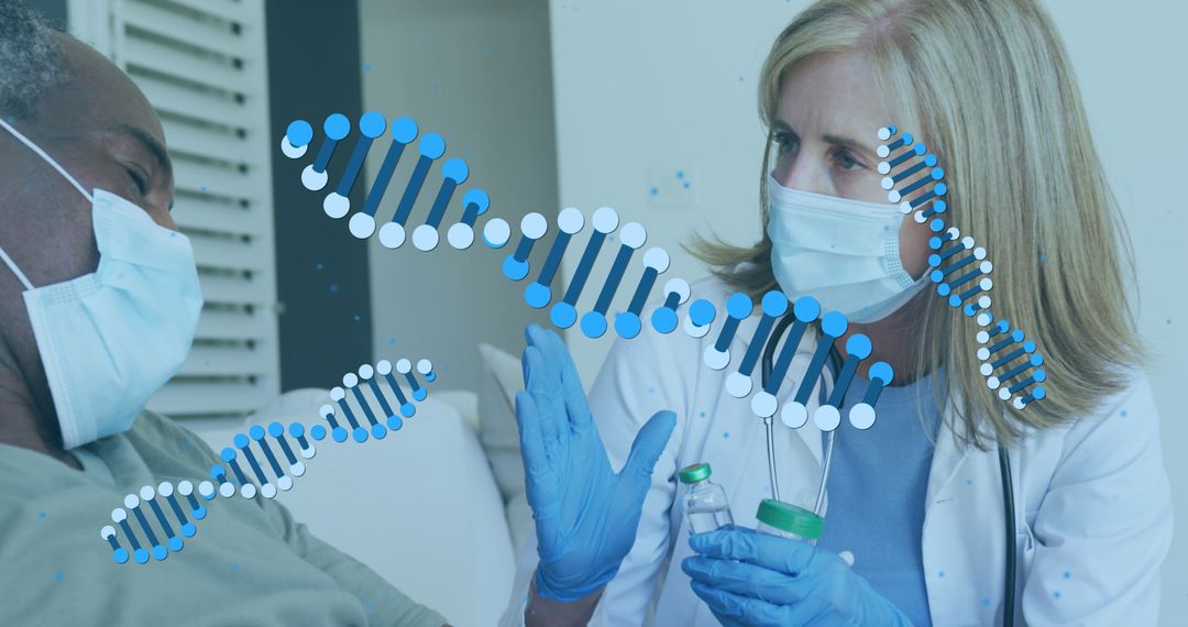 Diverse Healthcare Consultation with DNA Element Overlay