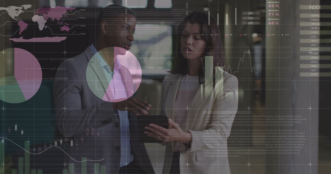 Business Professionals Analyzing Digital Data Visualizations in Office