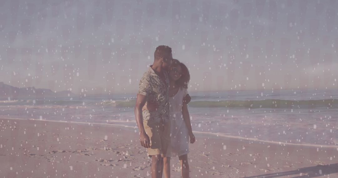 Romantic Beach Couple with Textured Overlay