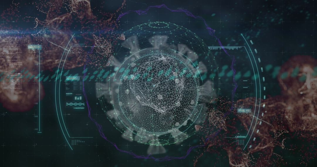 Digital Globe and Virus Cells Symbolizing Global Pandemic