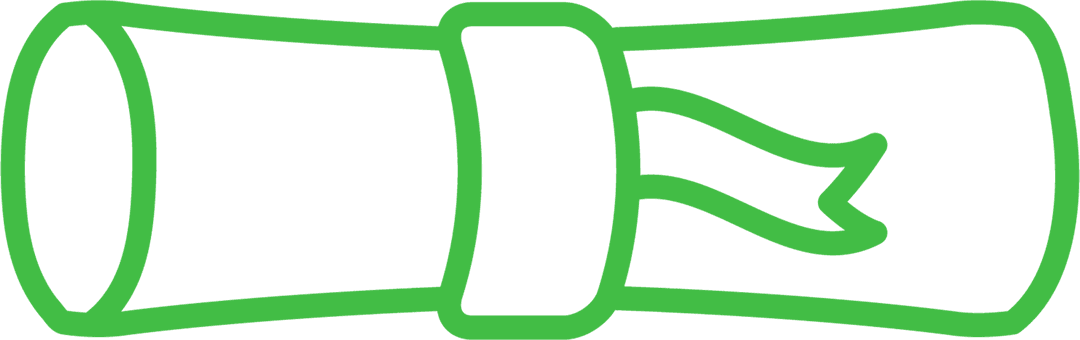 Green Scroll Icon on Transparent Background for Education