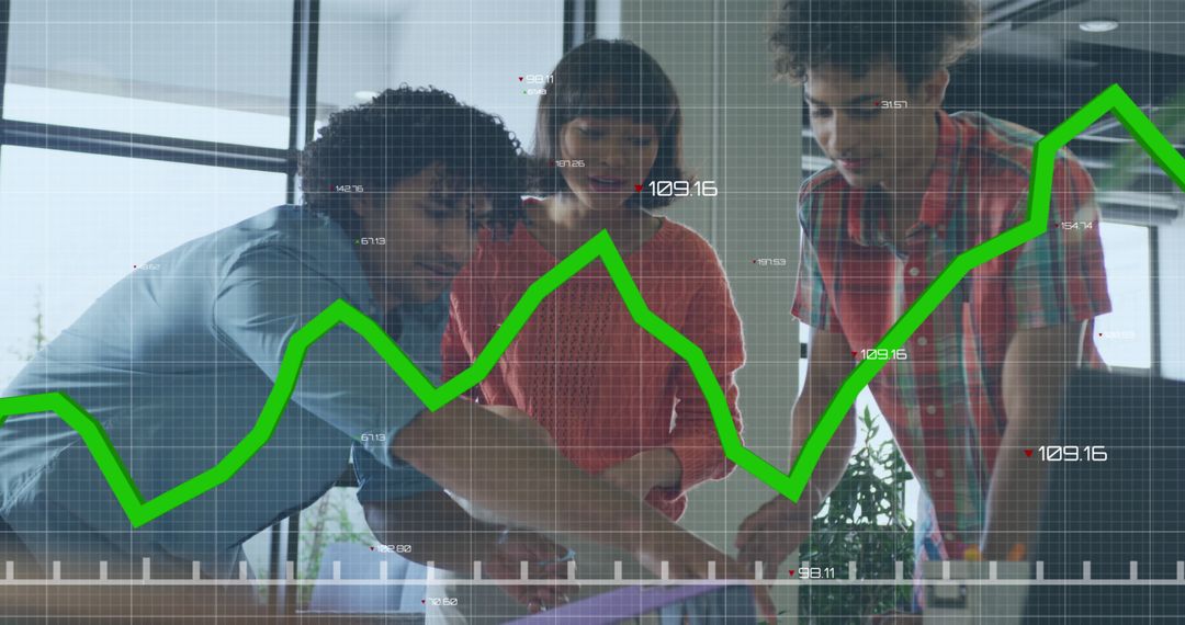 Young Professionals Analyzing Growth Chart in Modern Office - Free Images, Stock Photos and Pictures on Pikwizard.com