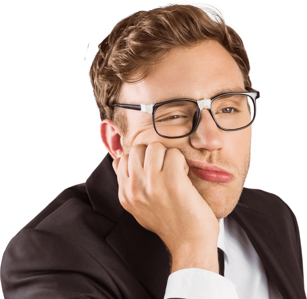 Transparent Frustrated Businessman Cropping Close-Up Portrait