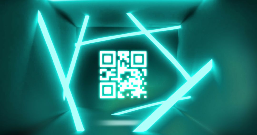 Futuristic QR Code with Neon Green Lines