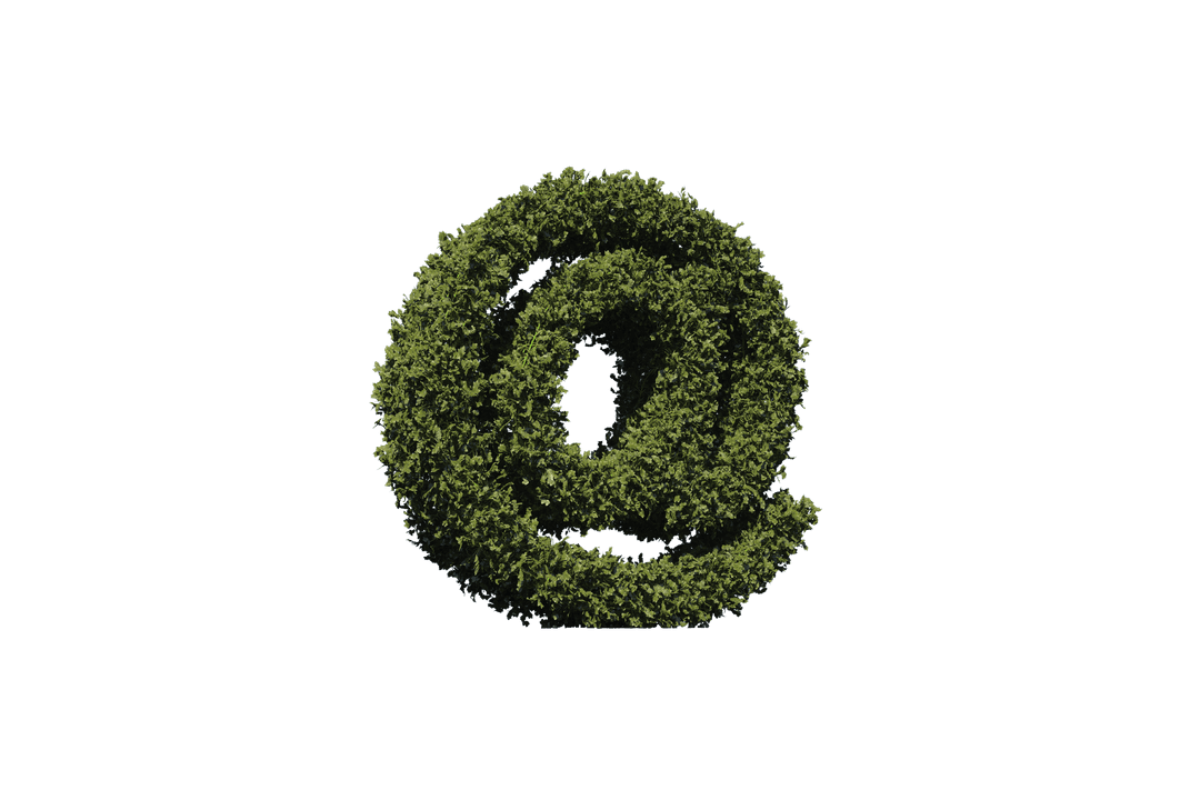 Transparent Green Email Icon with Grass Texture