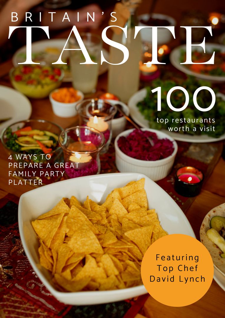 Inviting Spread with 100 Top Restaurants Worth a Visit on Britain's Taste Cover - Download Free Stock Templates Pikwizard.com