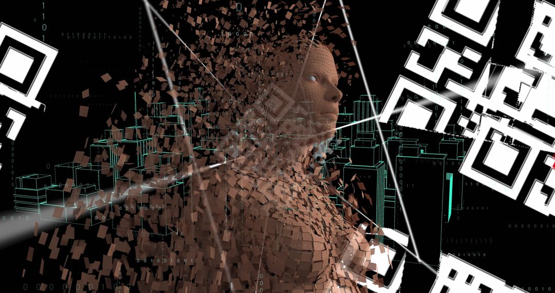 Human-computer interface with qr codes and 3d city model