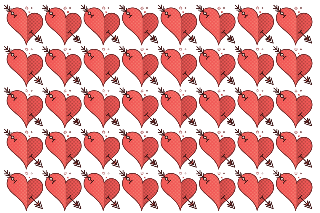 Pattern of Red Hearts on Transparent Background for Love Designs
