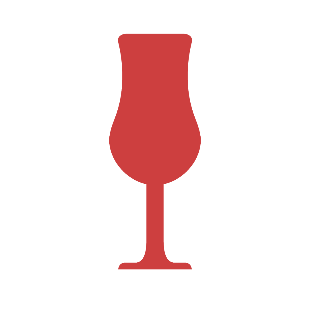 Red Cocktail Glass Silhouette on Transparent Background for Party Concepts