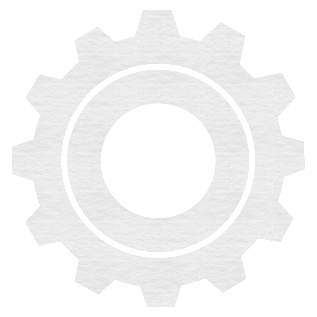 Minimalistic Transparent Gear Cogwheel Design on White Background