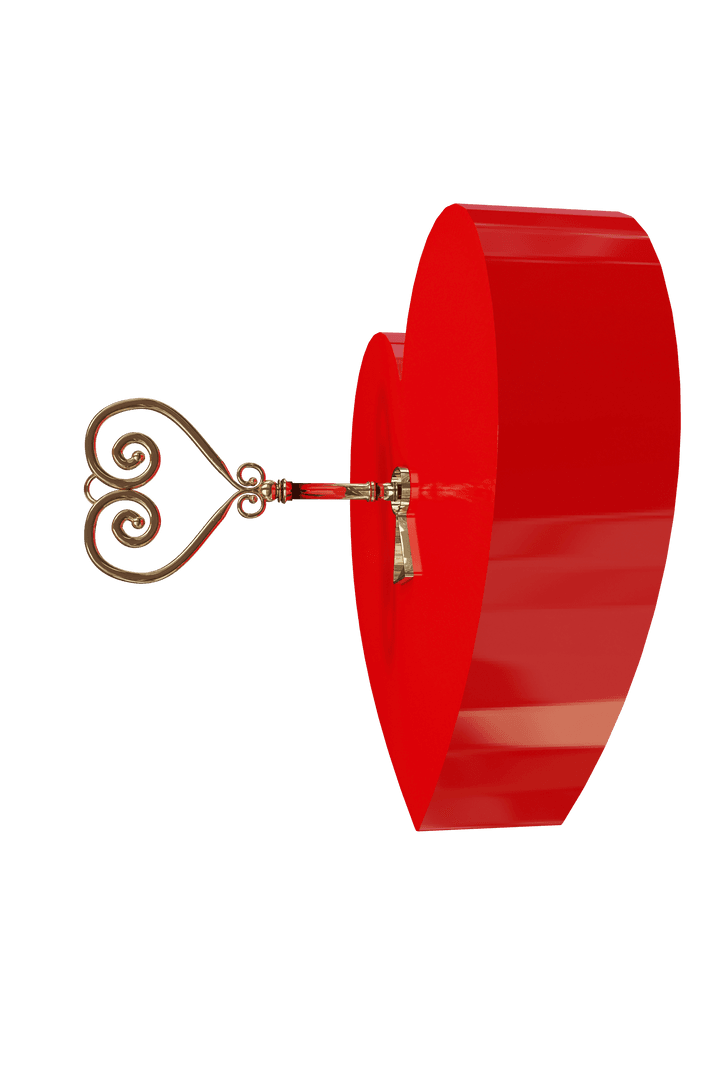Red Heart and Key on Transparent Background Symbolizes Romance