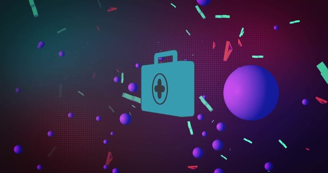 Digital Medical Kit Symbol Amidst Geometric Abstract Design