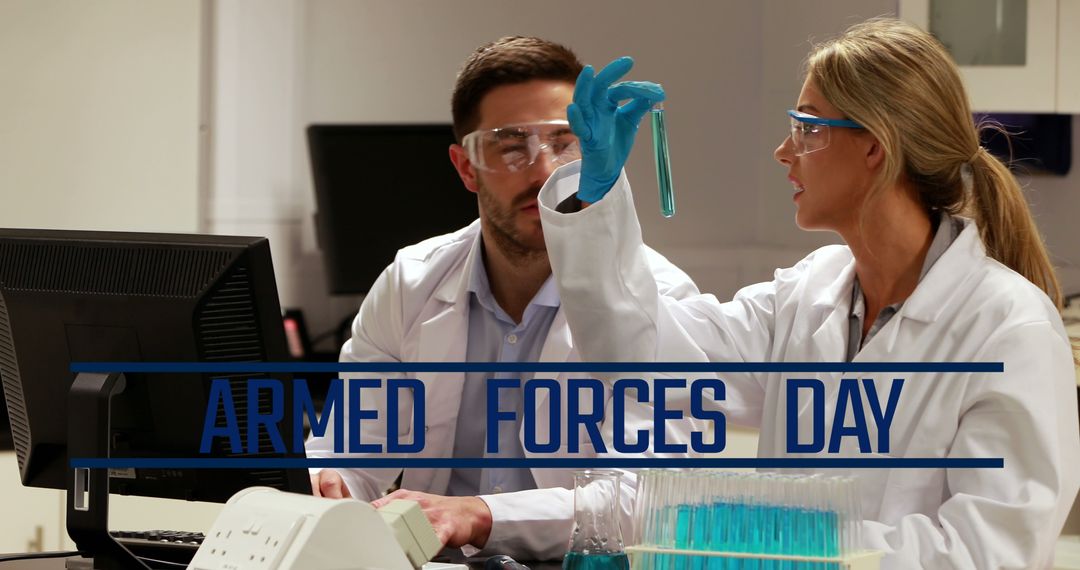 Medical Researchers Analyzing Samples on Armed Forces Day