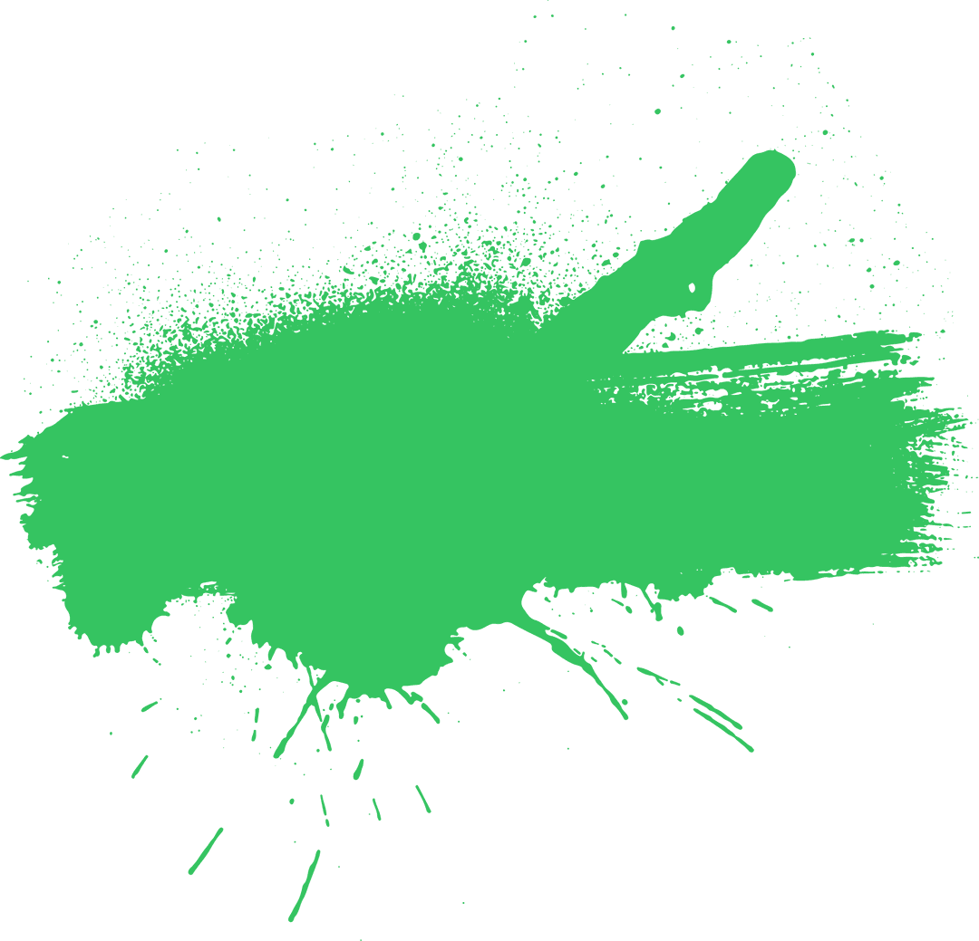 Green Paint Splash with Brushstroke on Transparent Background