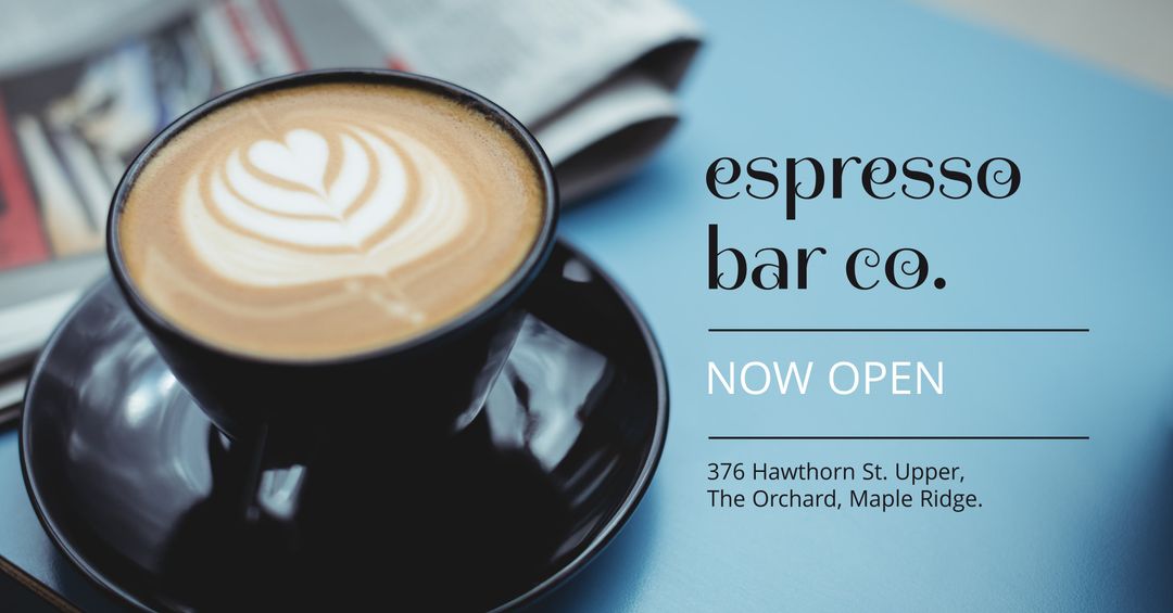 Opening Advertisement for New Coffee Shop with Latte Art - Download Free Stock Templates Pikwizard.com