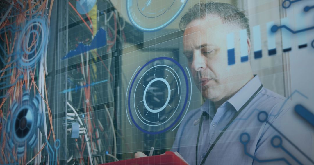 Engineer Analyzing Data Using Innovative Digital Interfaces