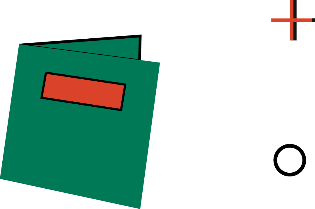 Green Folder Icon on Transparent Background with Red and Black Accents