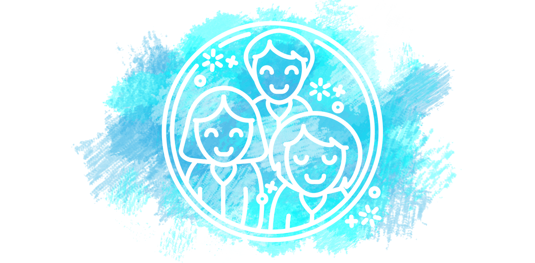 Transparent Children Silhouette on Blue Paint Splash