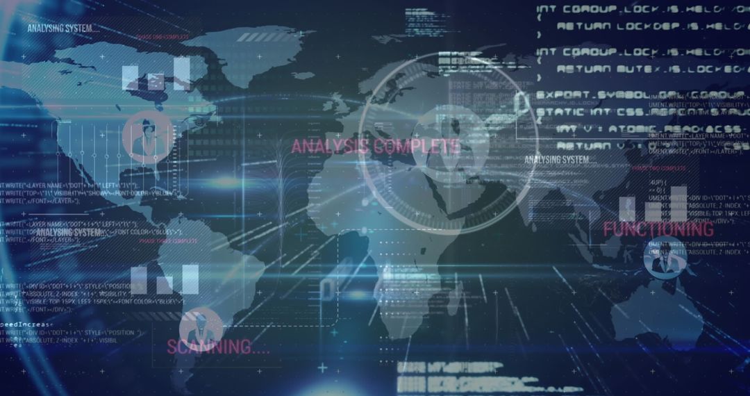 Futuristic Digital World Map in Virtual Control Room