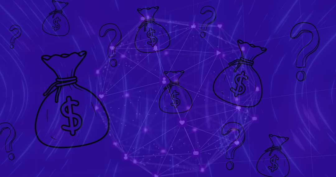 Global Digital Economy Concept with Currency Bags and Network