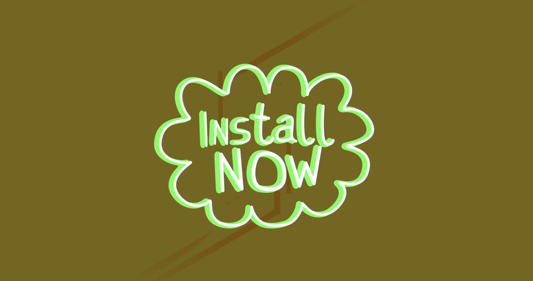 Install Now Text Neon Design on Green Background