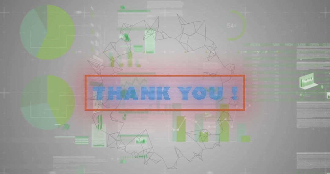 Thank You Text With Futuristic Data Background
