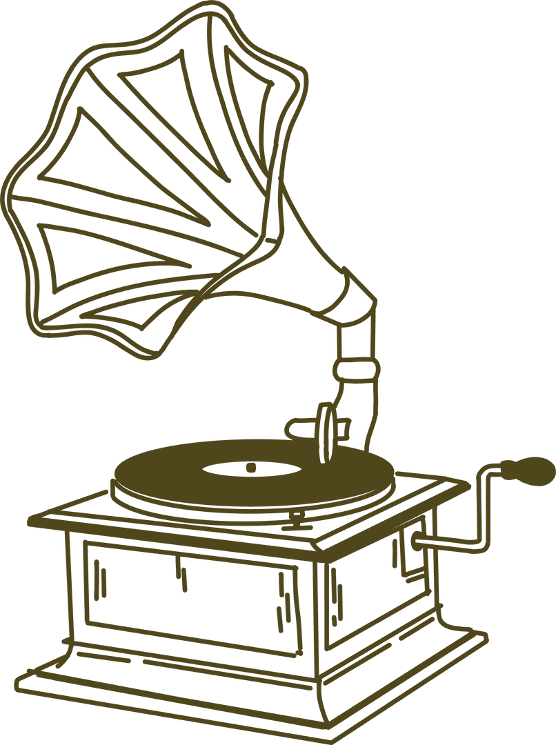 Transparent Line Art Gramophone Pictogram for Vintage Music Design