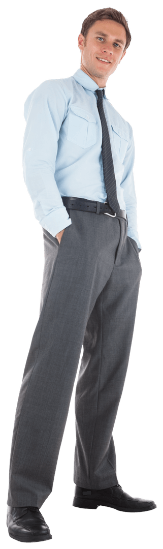 Confident Businessman in Formal Attire Stands Smiling Against Transparent Background