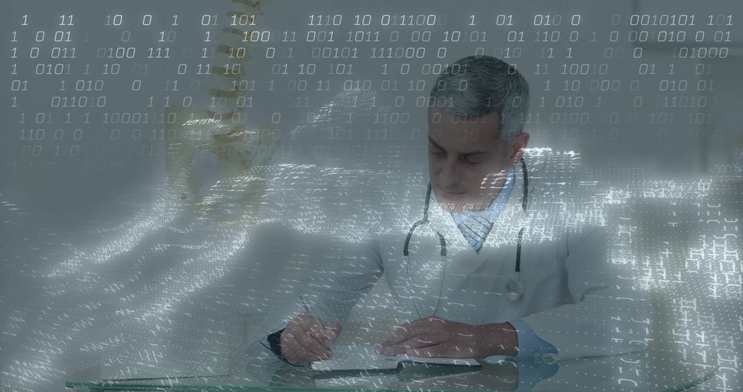Doctor Analyzing Data While Documenting Healthcare Details