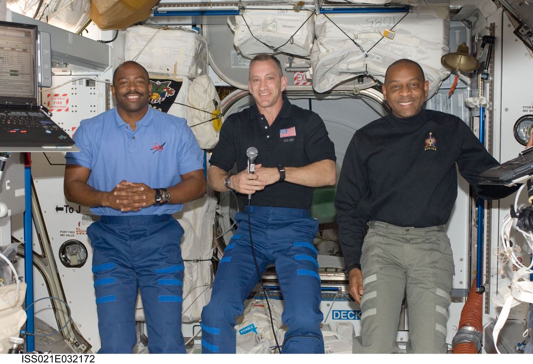 STS-129 Crew Members in the Node 2 - Free Images, Stock Photos and Pictures on Pikwizard.com