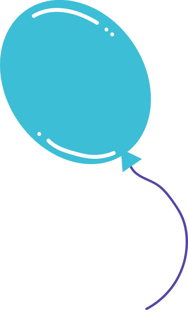 Minimalist Whimsical Blue-Green Balloon on Transparent Background