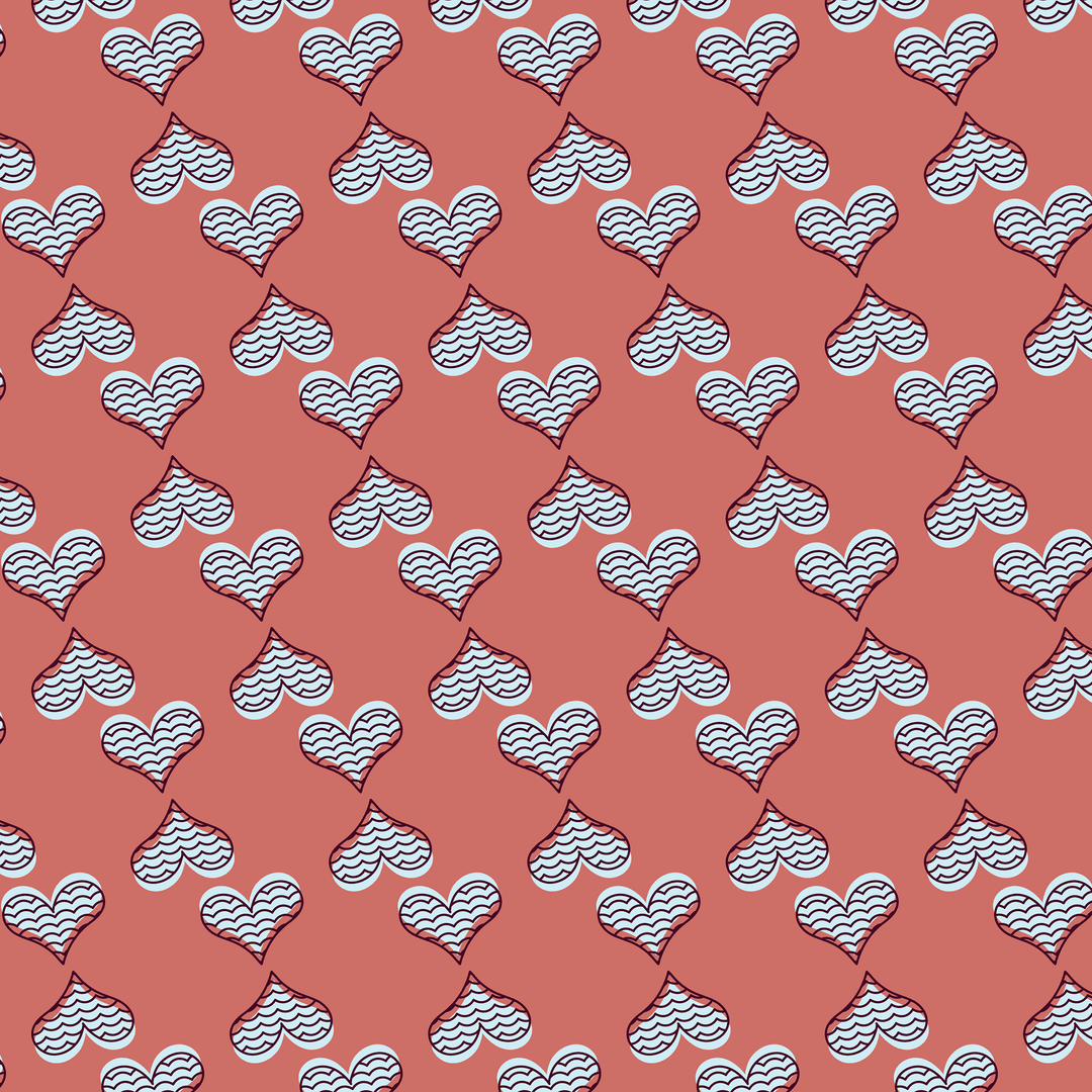 Transparent Pattern of White Hearts on Red Background