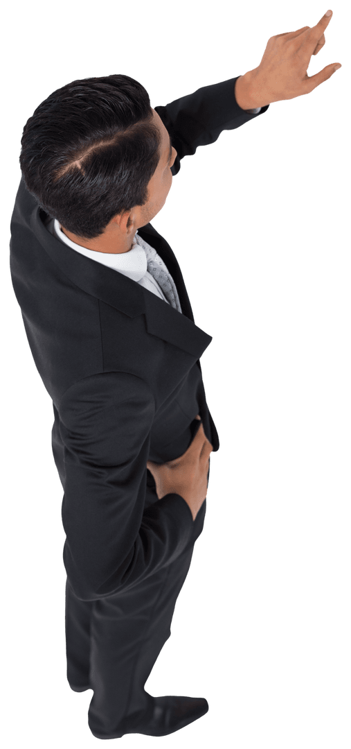 Businessman in Suit Pointing Finger Transparent Background