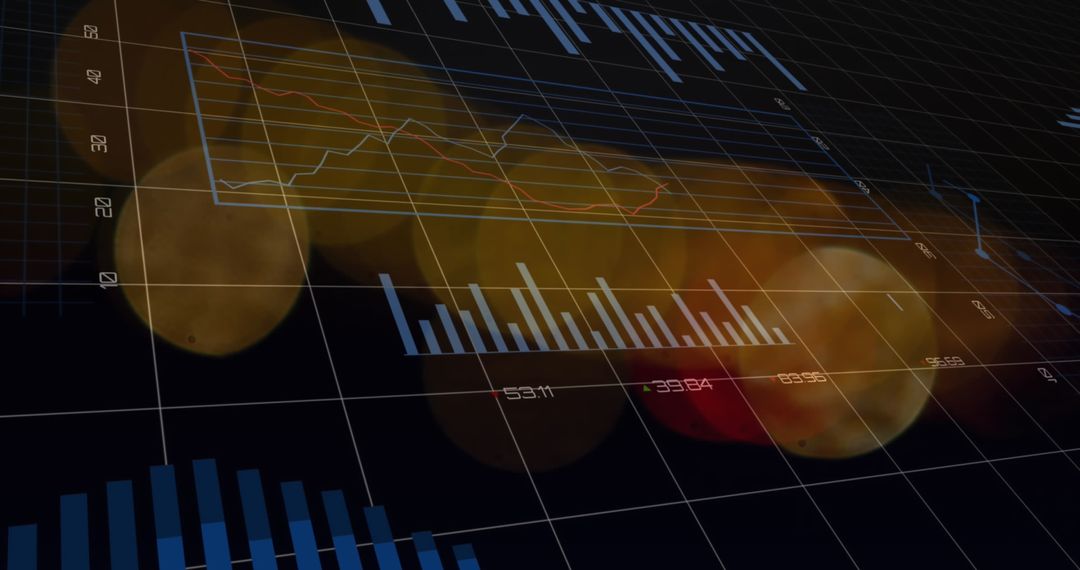 Digital Financial Data Overlay on Motion Blur Background