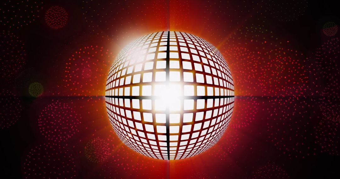 Glowing Disco Ball with Festive Fireworks for Party Celebration