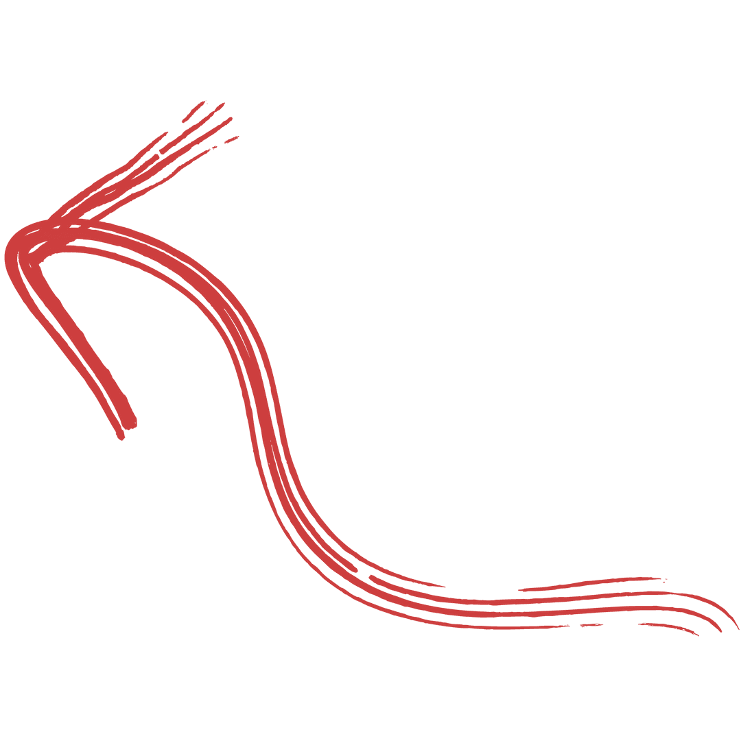 Hand-drawn Red Arrow Graphic on Transparent Background